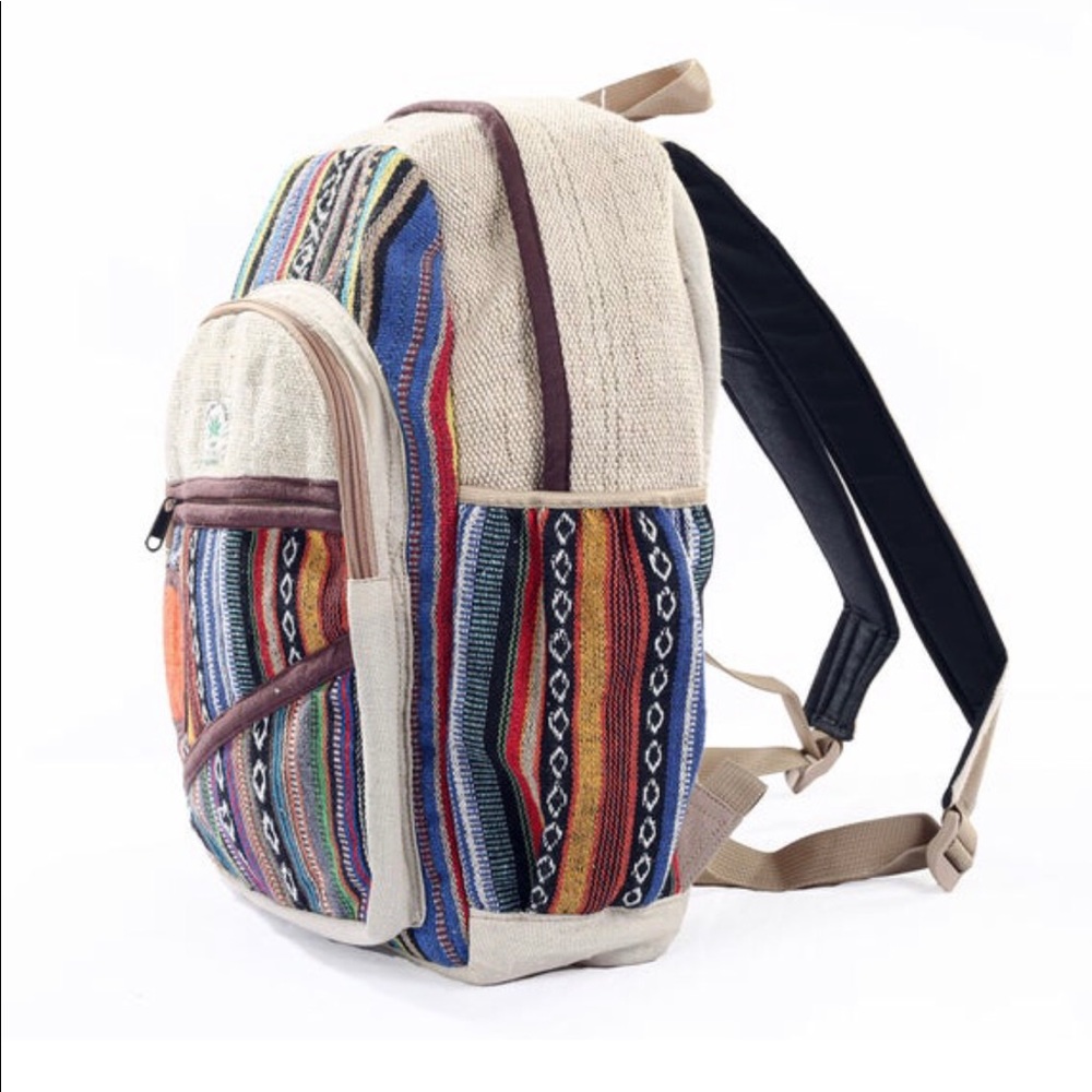 Handmade Multi Pocket Hemp Backpack - Picture 2 of 5